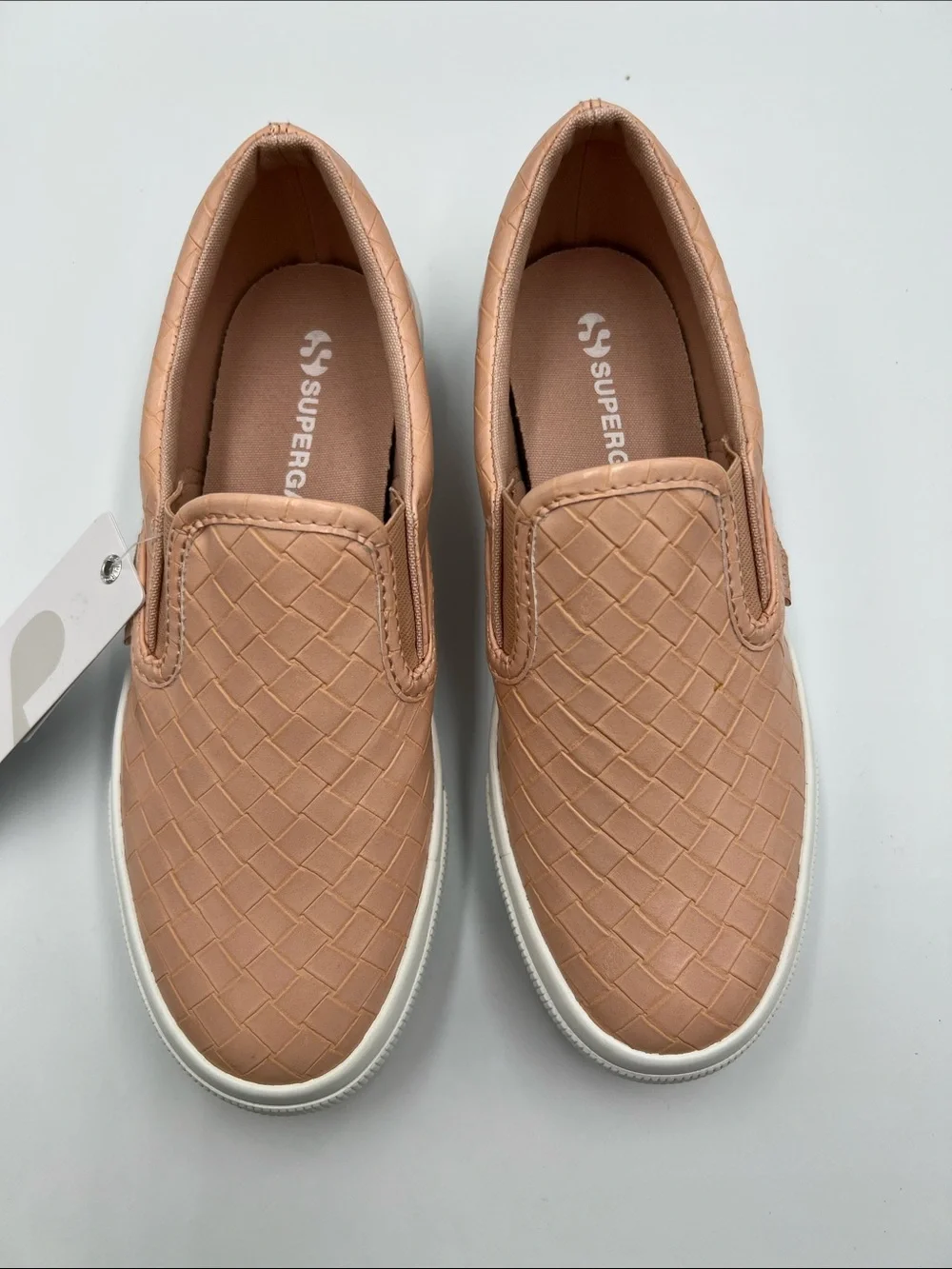 SuperGA slip-on sneakers woven texture peach faux leather Orchestra new 37 6.5